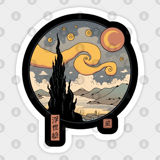 Starry Night in Edo Back Print Sticker by Vincent Trinidad Art